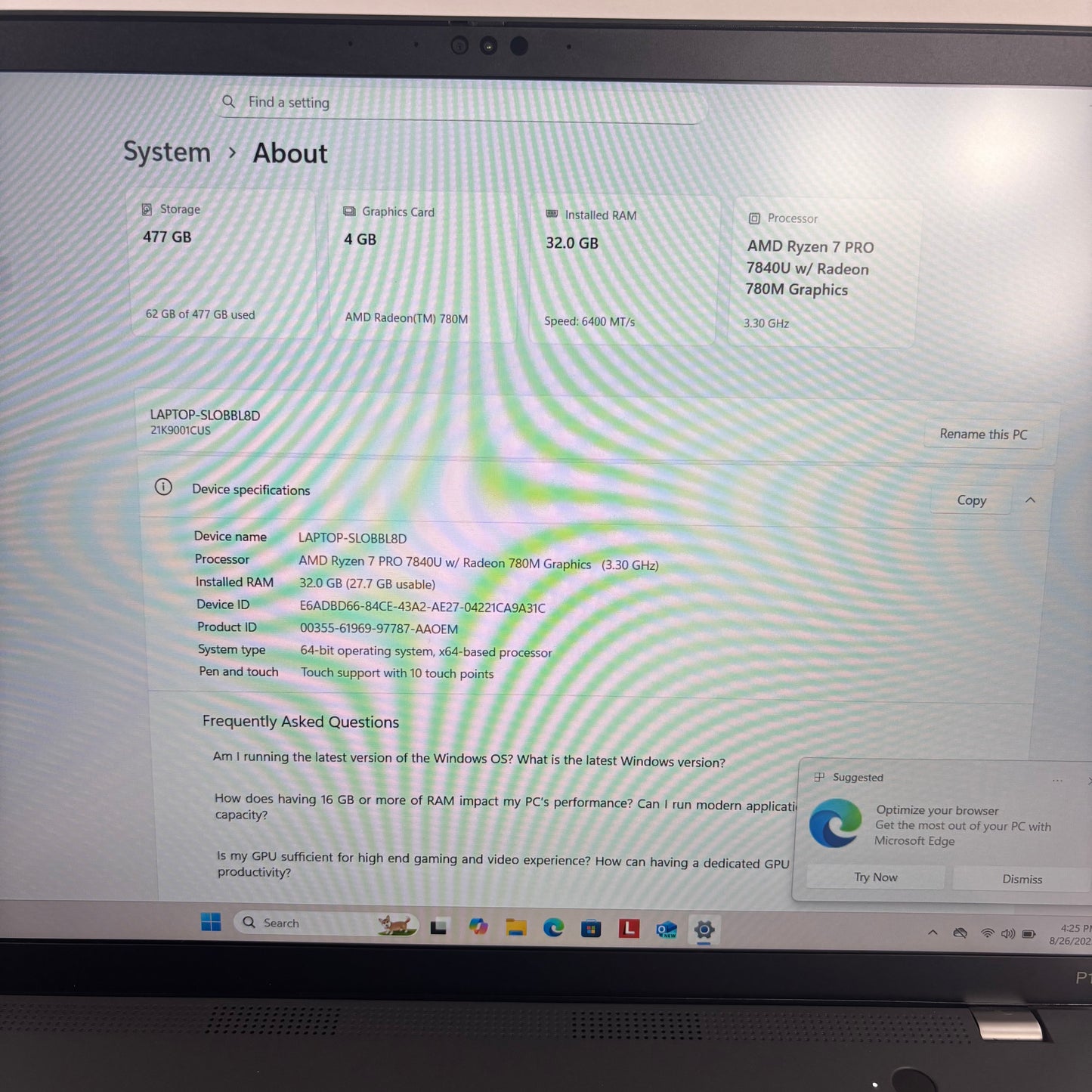 Lenovo ThinkPad P16s Gen 2 16" Ryzen 7 Pro 7840U 3.3GHz 32GB RAM 512GB SSD