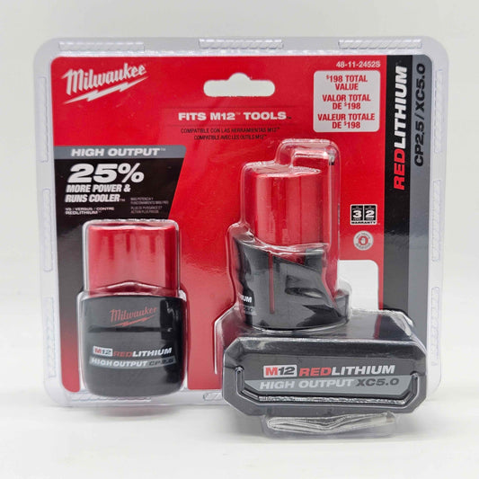 New Milwaukee 48-11-2452S M12 12V M12 High Output XC5.0 & CP2.5