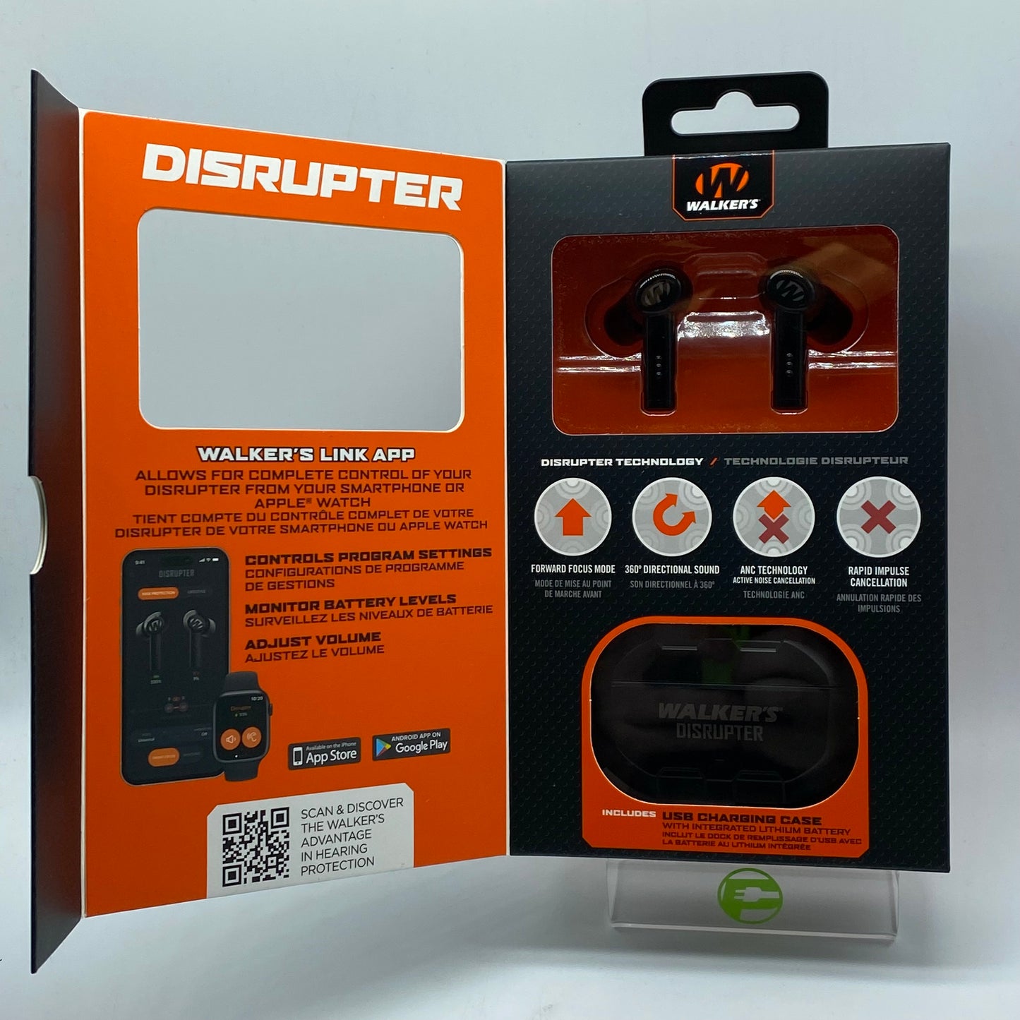 New Walker's Disrupter Bluetooth Digital Noise Canceling Earbuds Black GWP-DSRPT