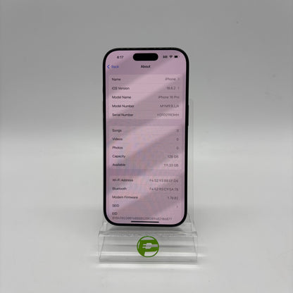 Unlocked Apple iPhone 16 Pro 128GB Black MYM93LL/A