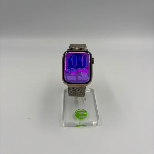 Unlocked Apple Watch Series 9 45MM Gold Stainless Steel Gold Milanese Loop A2984